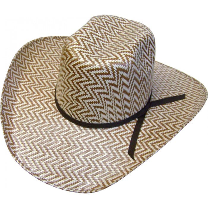Straw Two-Tone Zig Zag w/ Elastic - Caramel