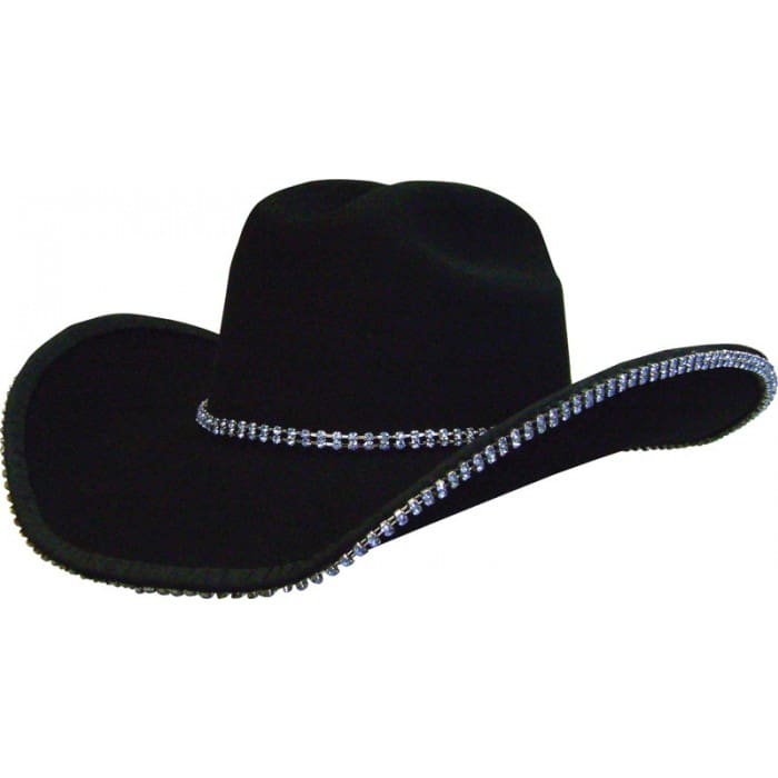 Rhinestone Bound Edge w/ Hat Band (Glass Double Row Crystals - Royal Blue)