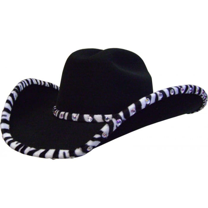 Zebra Print Rhinestone Bound Edge w/ Hat Band (Acrylic - AB)