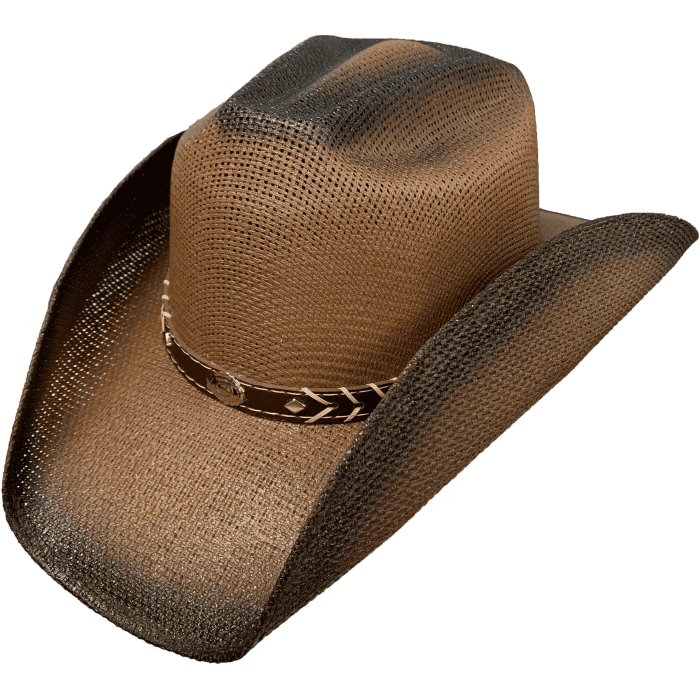 Twisted Two-Tone Straw Pinch w/ Elastic - Brown/Black Teastain