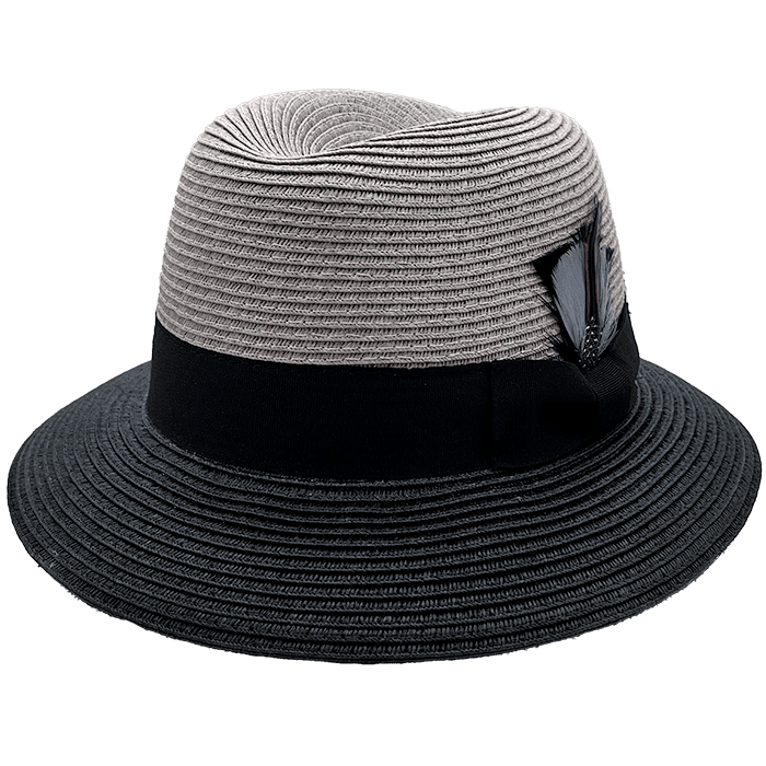 Whittier Faux Milan Lowrider Straw - Grey/Black