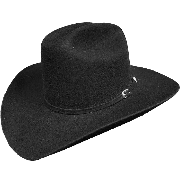 100% Wool Felt Cattleman with Elastic - Black
