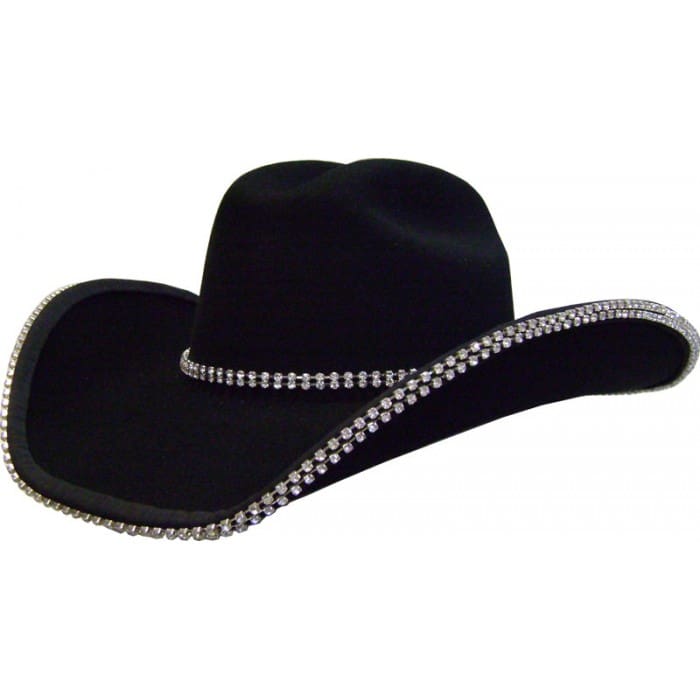Rhinestone Bound Edge w/ Hat Band (Glass Double Row Crystals - Clear)