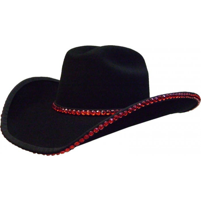 Rhinestone Bound Edge w/ Hat Band (Acrylic - Red)