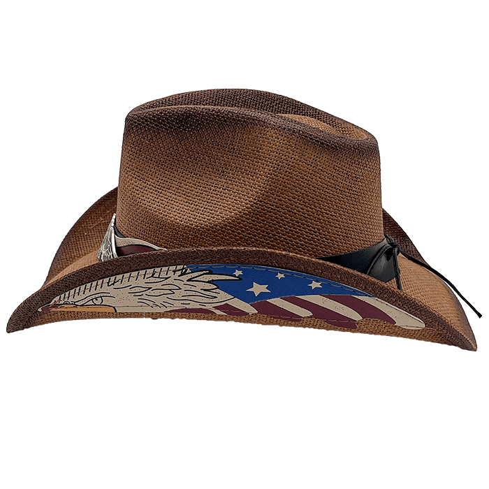 Straw Pinch Eagle Patch - Brown Teastain